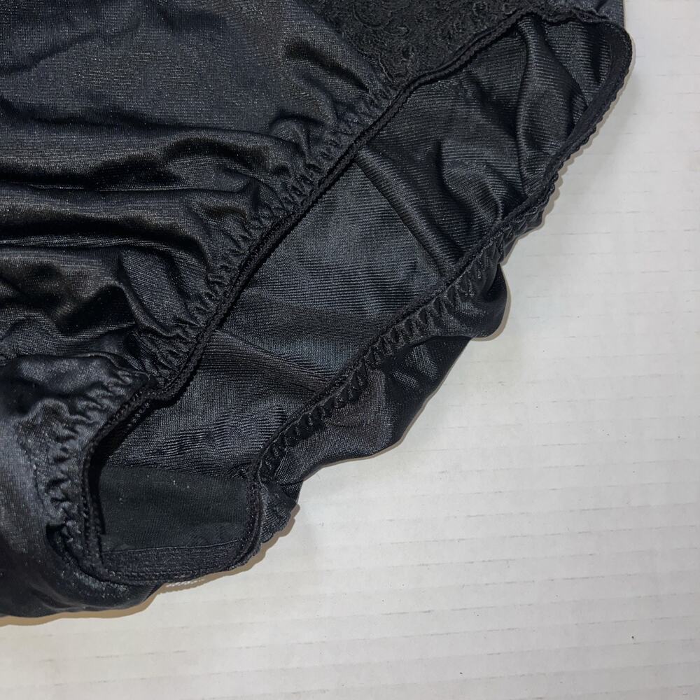 VINTAGE WACOAL 84202 Black LACE TRIM BRIEFS PANTIES SZ L LIQUID SATIN - Picture 5 of 16